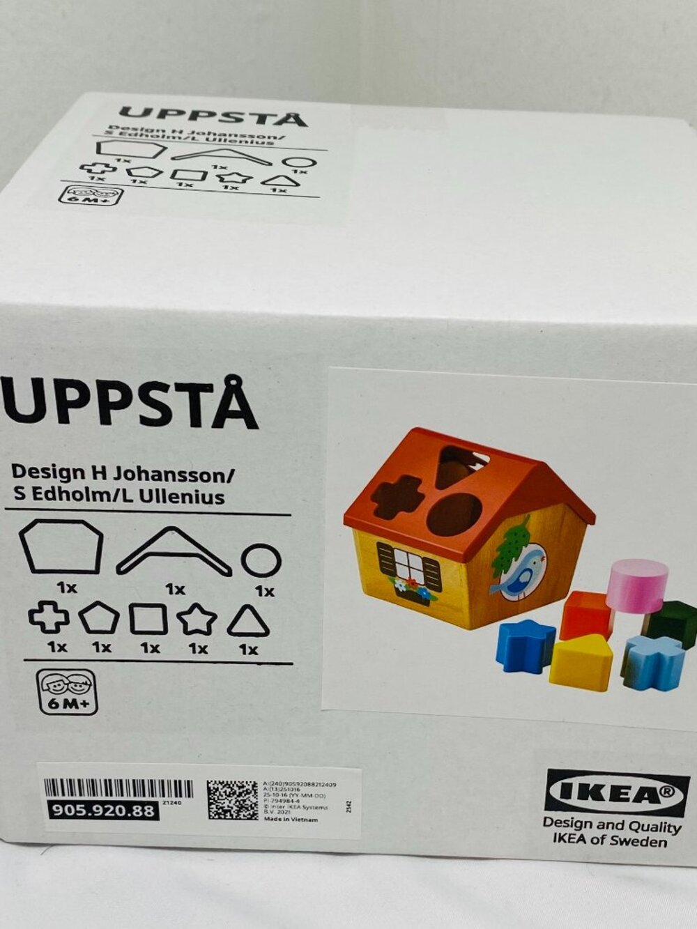 NEW IKEA UPPSTA SHAPE SORTER, STEM Authenticated, 6-Mos+, 8 Pcs Wood/Plastic NIB